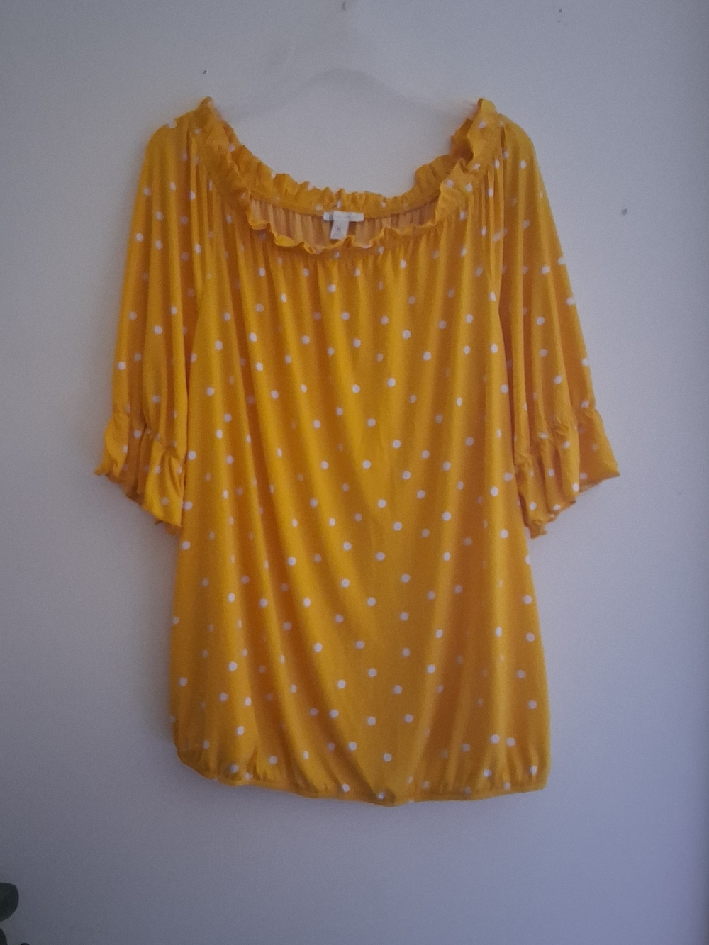 Cato Yellow Polka Dot Off-Shoulder Blouse